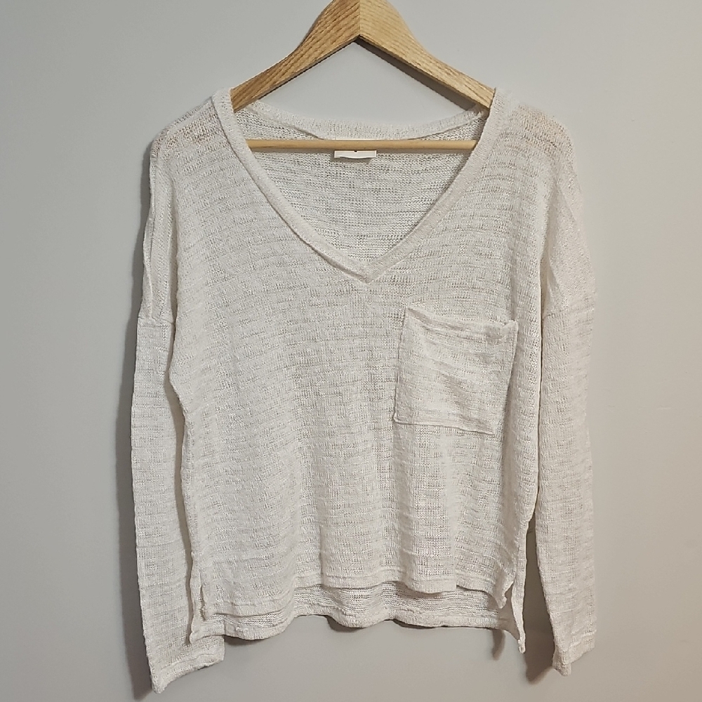 Everly Cream Long Sleeve Knit Sweater Size Large